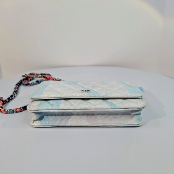 Chanel Jungle Jeans Quilted Fabric Wallet On Chain (WOC) - Picture 7 of 16